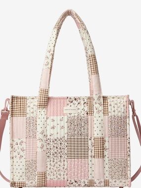 On The Go Tote Spring Patchwork Quilted Pink Tote Bag
